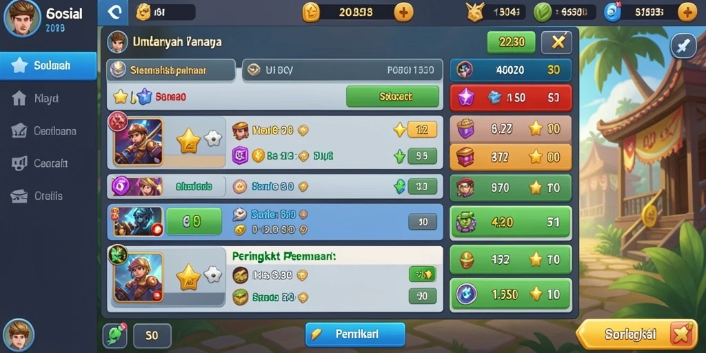 Fitur turnamen yang membuat permainan semakin kompetitif.